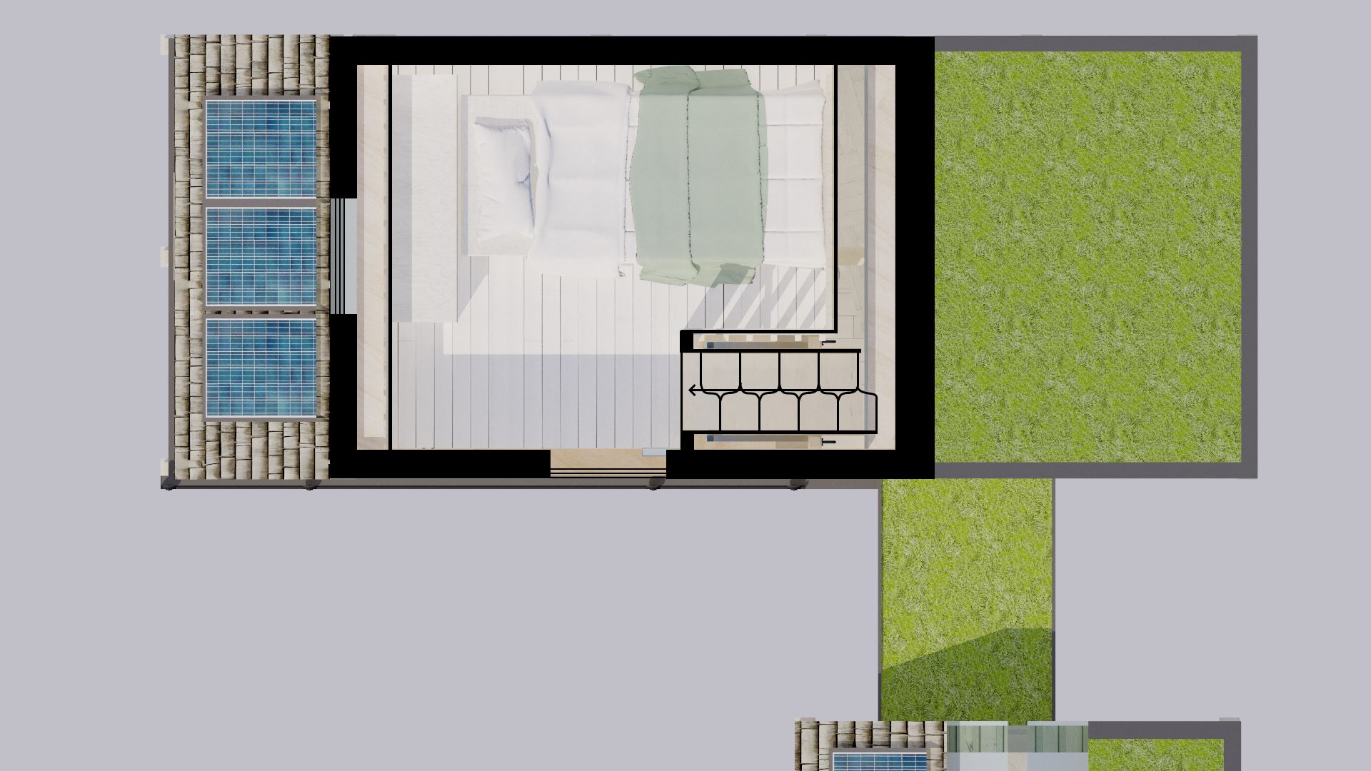 A plan view of the sleeping loft.