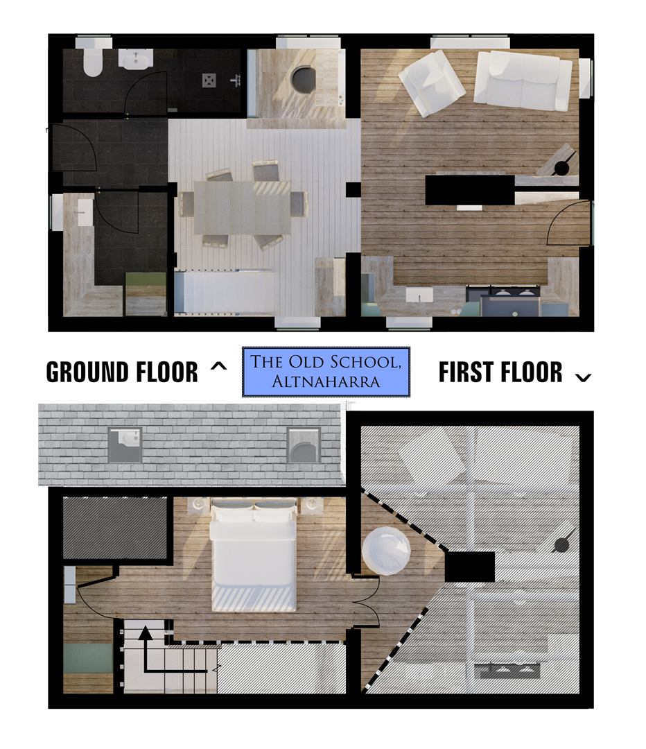 The floorplan stays as open plan as possible, but each room is still clearly separated.